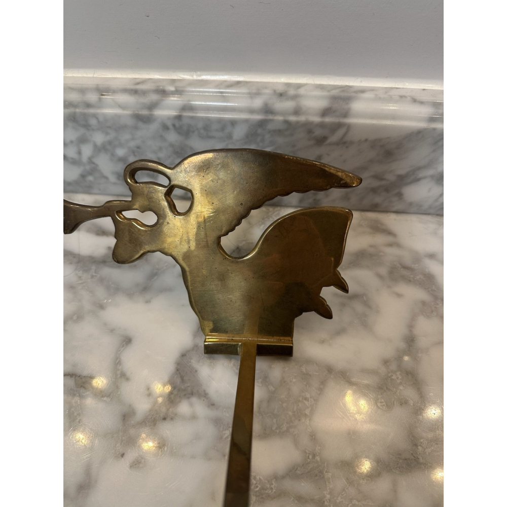 2 Solid Brass Angel Stocking Holder Mantel Long Arm Gold Heavy India - Picture 4 of 8